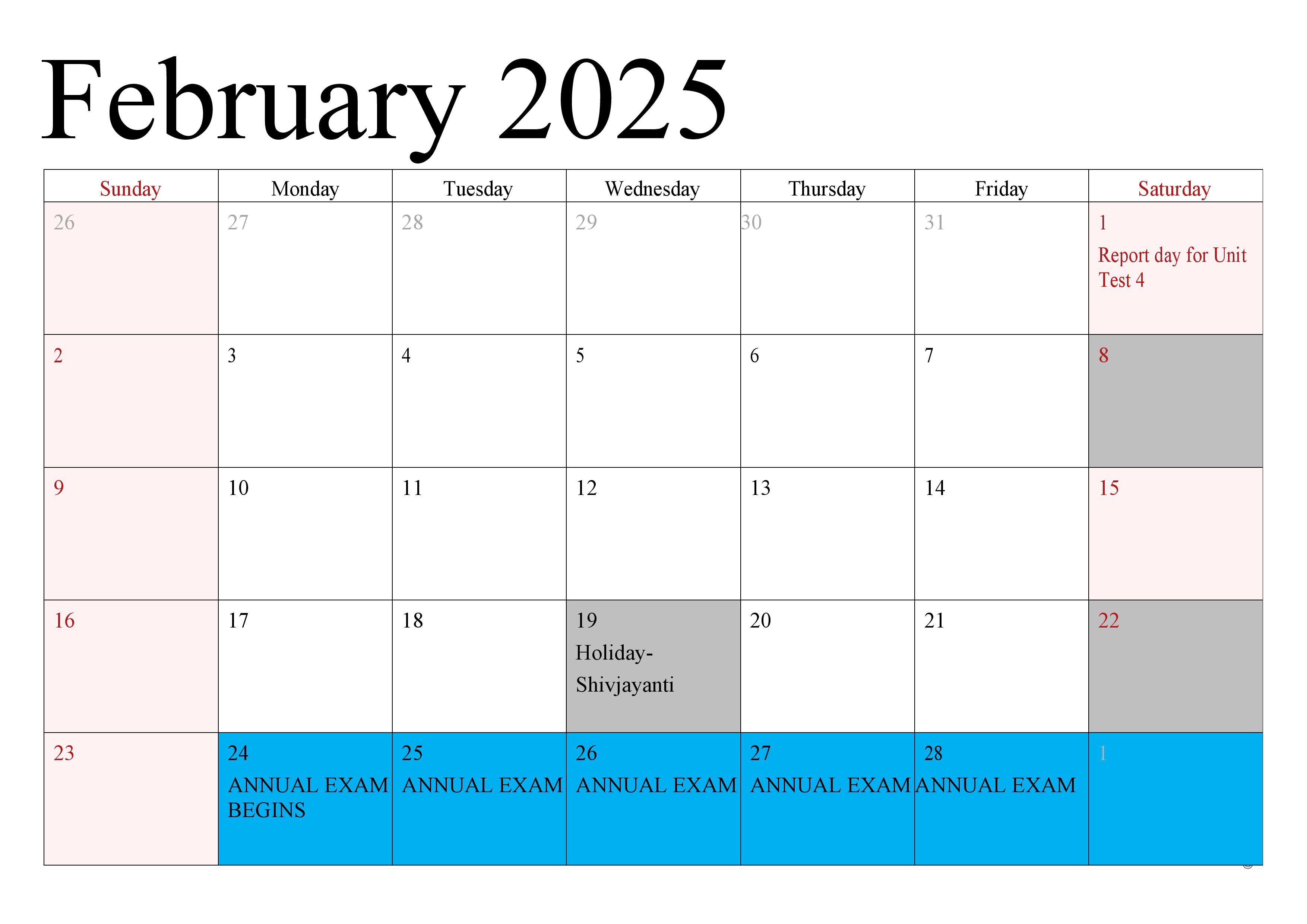 February 2025 Calendar